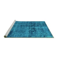 Ahgly Company Machine Pashable Indoor Rectangle Persian Turquoise Blue Bohemian Area Cures, 6 '9'