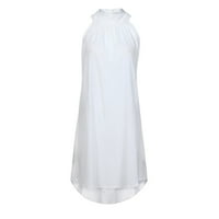 Плюс рокля с размер, дамска празнична нередовна рокля дами лятна плажна без ръкаща рокля бяло xl