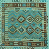 Ahgly Company Indoor Square Southwestern Light Blue Country Area Rugs, 3 'квадрат