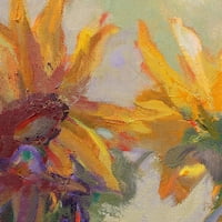 Шедьовър Художествена галерия три дълги слънчогледови стъбла от Бет Форст платно Арт Принт 17 34