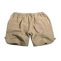 Мъжки летни къси панталони с високи талии плажни къси панталони еластични талии Класически прилепнали плажни дрехи Уикенд мини панталони Khaki 2xl