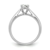 Солиден 14k бяло златен овален пасианс годежен пръстен с CZ Cubic Zirconia размер 6.5