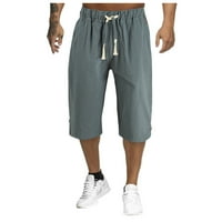 Мъжки къси панталони Летни ежедневни плътни цветове памук и бельо подрязани панталони панталони панталони