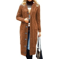 Кардигански пуловери за жени, отворен фронт тънък midi дълъг вафлен кокетен плетен дълъг ръкав Класно леко палто