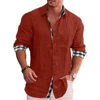 Мъжки Ризи С Къс Ръкав Бутон Надолу Ежедневни Памучни Ленени Дълги Хипи Ежедневни Плаж С Копче Блуза Блузи Блузи