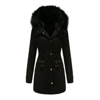Дамски зимни палта леко топло Полярно яке с качулка с пълен цип термично палто туризъм пътуване случайни Черно, ШЛ