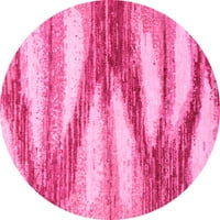 Ahgly Company Indoor Round Abstract Pink Modern Area Rugs, 3 'Round