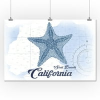 Сийл Бийч, Калифорния-Морска Звезда-Синьо-Крайбрежна Икона - Фенер Преса Произведения На Изкуството