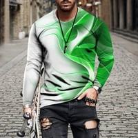 Smihono Trendy Mens Тениски Класически основни ризи за мъже 3D градиент мраморен печат блуза екипаж тренировка пуловер лято уютни дрехи ежедневни върхове с дълъг ръкав тийпс зелено 16