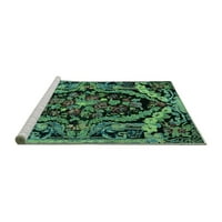 Ahgly Company Machine Wareable Indoor Rectangle Medallion Turquoise Blue French Area Cured, 5 '7'