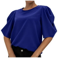 Женски ризи с къс ръкав ризи за жени на клирънс мода за жени летен кръг с късо ръкав твърд ежедневен пулсивен блузи върхове върхове