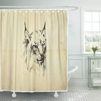 Cat of Lyn Eurasian, превърната в стари, е дива животинска художествена картонена чернова завеса за душ завеса за баня