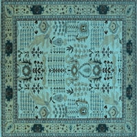 Ahgly Company Indoor Square Oriental Light Blue Traditional Area Rugs, 4 'квадрат