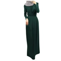 Женска рокля на Кафтан Абая с дълъг ръкав самочувствие разтегателна макси рокля Женска рокля зелена l