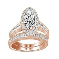 Бели естествени диамантени пръстени в 14к Розово злато
