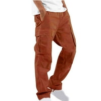 Амидоа мъжки панталони с твърд цвят на теглене с множество джобове Прав панталони Клазични ежедневни панталони