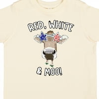 Inktastic 4 юли Red White & Moo Patriotic Cow in Shades Gift Toddler Boy или Thddler Girl Тениска