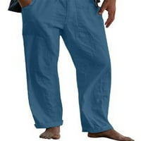 Гомели Мъже долнища шнур панталони мода панталони мъжки ежедневни почивка шезлонг облекло Плътен цвят Небесно Синьо 3ХЛ
