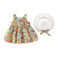 Leesechin Girls Ressions Clearance Toddler Kids Baby Summer Floral Print Dress+Hat от две части костюм принцеса рокля