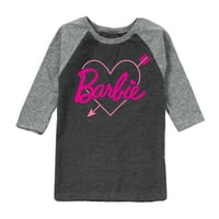 Barbie - Barbie Arrow Heart Logo - Toddler and Youth Raglan Graphic тениска