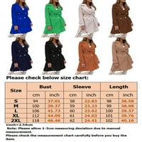 Lumento жени със средна дължина грахово палто работа с колани с отворен преден ежедневен плътно цветно яке бежово xl