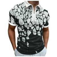 B91XZ Мъжки ризи Мъжки лято цифрово 3D печат Моден плакат Празник плаж Лапи с цип Кратък ръкав обикновени ризи мъже поло ризи за мъже бели l